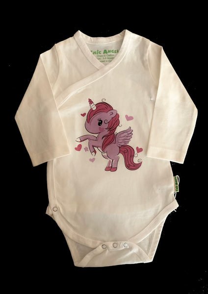 Sabrina unicorn' Organic Short-Sleeved Baby Bodysuit